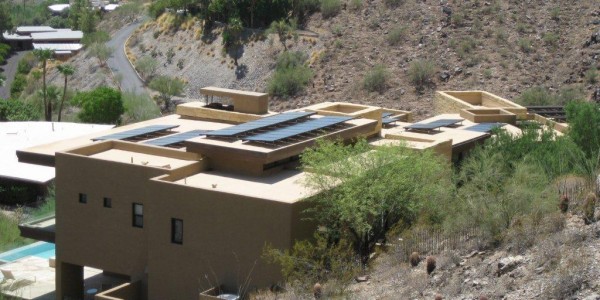 The roof of this home has an acrylic elastomeric coating on it by Frey Roofing in Arizona.